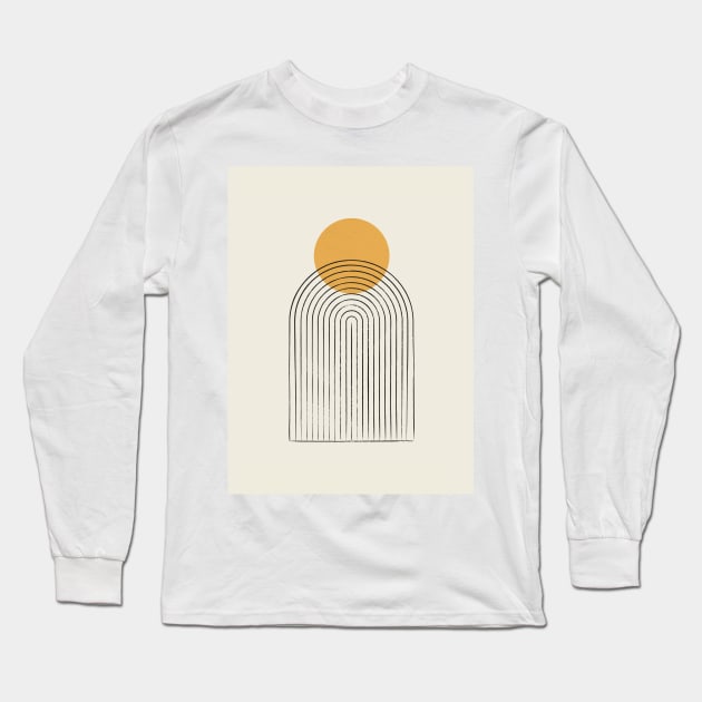 Sun mountain abstract - Mid century modern Long Sleeve T-Shirt by moonlightprint